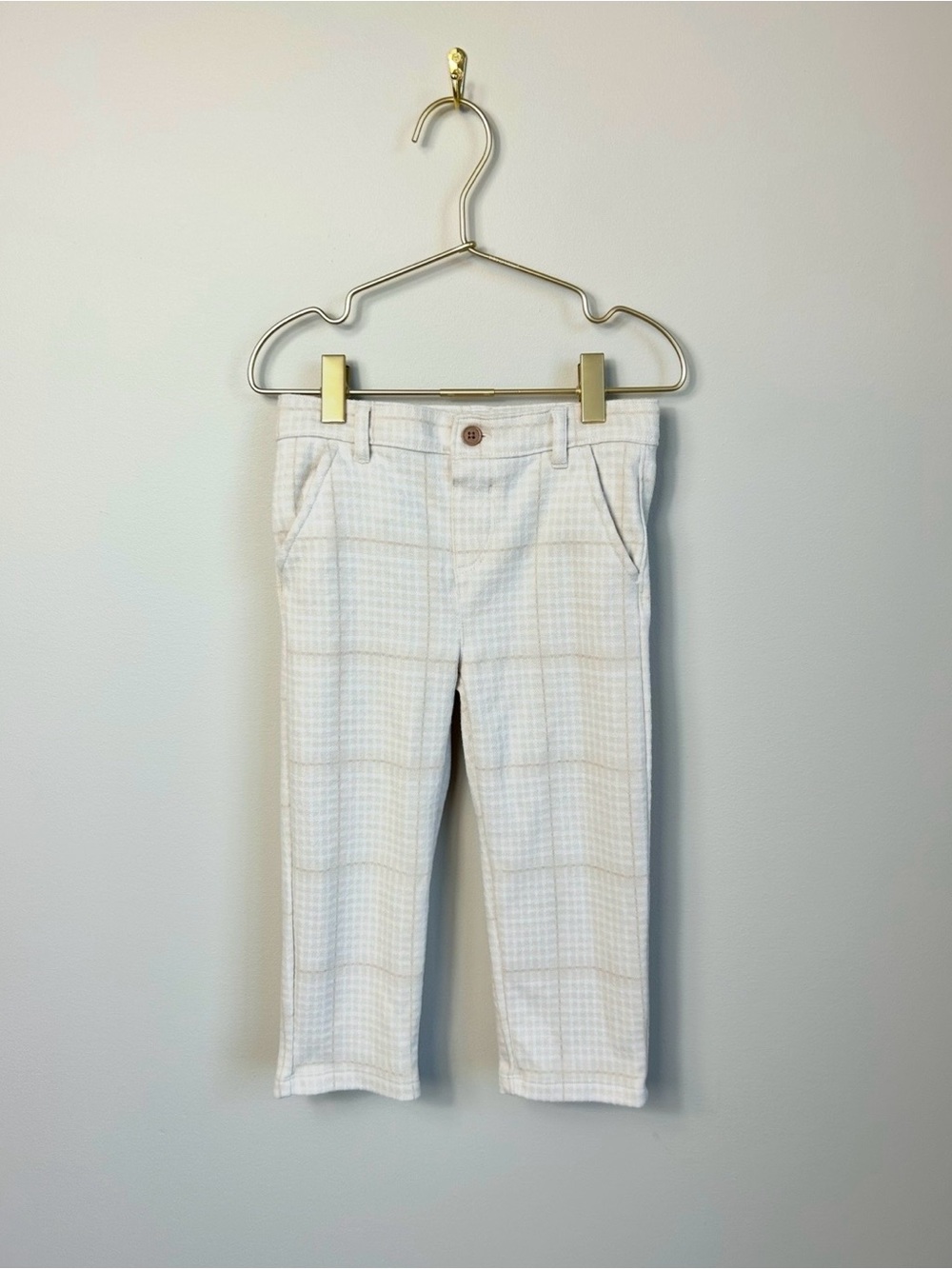 White Plaid Kids Casual Pants